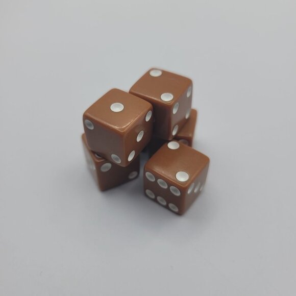 6 Small Brown Dice Gaming Replacement Pieces Cube Lot Six Sided Dicecapades - Picture 2 of 7
